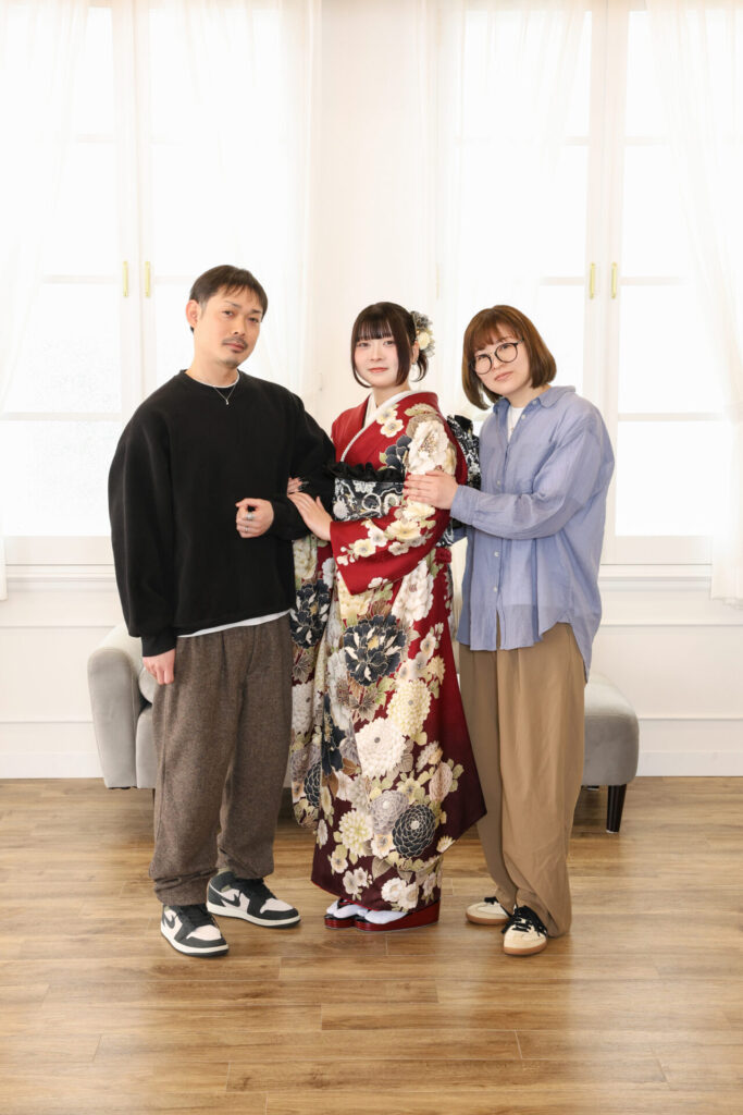 振袖富山　前撮り　成人式　ハレの日　家族写真