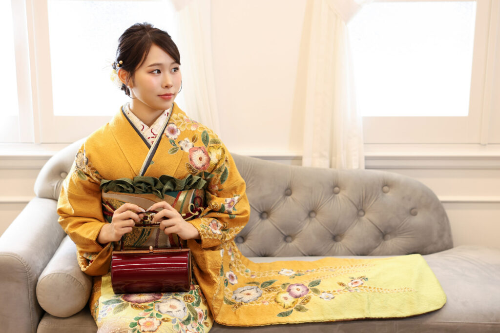 振袖富山　前撮り　成人式　ハレの日　古典柄　ママ振　ヘアアレンジ